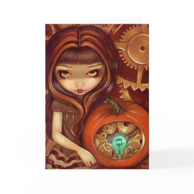 "A Clockwork Pumpkin" Greeting Card by strangeling