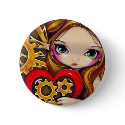 "A Clockwork Valentine" Button by strangeling