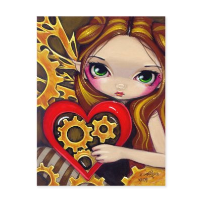 "A Clockwork Valentine" Postcard by strangeling