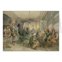 A Coffee House, Constantinople, 1854 (pen & ink & Cards