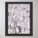 A collection of cartoon faces poster