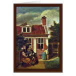 A Company In The Courtyard Behind A House. [1] Greeting Cards