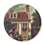 A Company In The Courtyard Behind A House. [1] Fridge Magnets