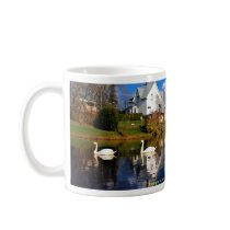 A couple of swans in pond, Ayer's Cliff, Quebec, C Mug
