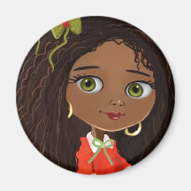 A cute African American cartoon girl Magnet