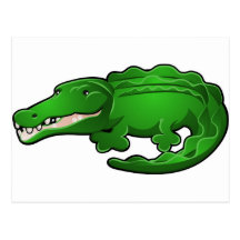 A Cute Alligator or Crocodile Cartoon Character Postcard