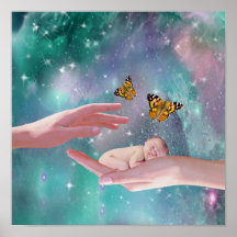 A cute baby boy in hand fantasy print