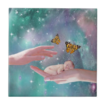 A cute baby in hand fantasy ceramic tiles