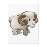 A cute ram sheep farm animal postcard