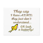 A.D.H.D. Butterfly Humour postcards