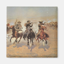 A Dash For Timber by Remington, Vintage Cowboys Fridge Magnets