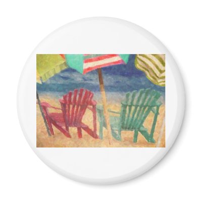 A Day At The Beach Refrigerator Magnets by Debrene