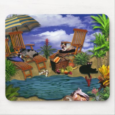 A Day at the Beach Mouse Pad by Cosmotose