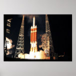 A Delta IV Heavy rocket lifts off Poster