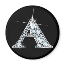"A" Diamond Bling Print Magnet