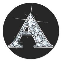 "A" Diamond Bling Print Sticker