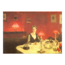 A Dinner Table at Night by Sargent, Victorian Art Invitations