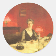 A Dinner Table at Night by Sargent, Victorian Art Stickers