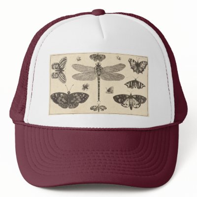 A dragonfly, ladybirds, and butterflies hats by MyOtherPlanet
