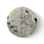 A drinking party by Nishikawa, Sukenobu Ukiyoe Buttons