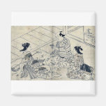 A drinking party by Nishikawa, Sukenobu Ukiyoe Fridge Magnet