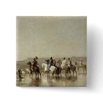 A Falcon Hunt, 1862 Pinback Button by bridgemanart