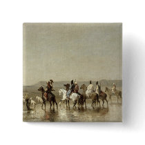 A Falcon Hunt, 1862 Pinback Button