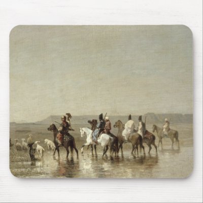 A Falcon Hunt, 1862 Mousepad by bridgemanart