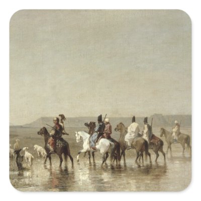 A Falcon Hunt, 1862 Stickers by bridgemanart