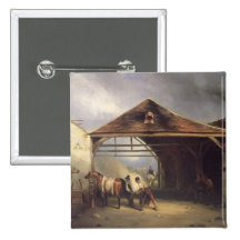 A Farrier shoeing a Horse Pinback Buttons