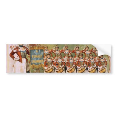 A Female Drummer, 'Arrival of drummer Girls' Bumper Sticker by photochrom
