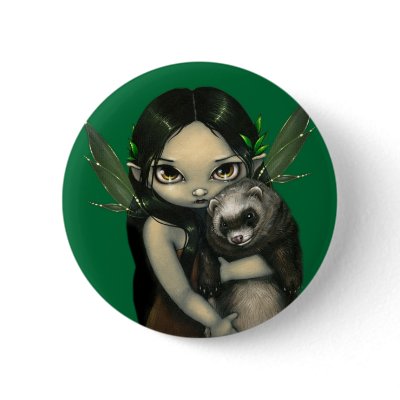 "A Ferret and His Fairy" Button by strangeling