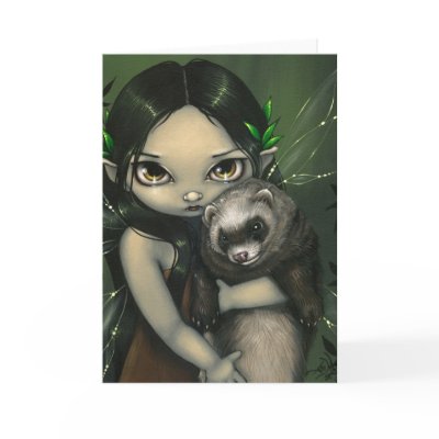 "A Ferret and His Fairy" Greeting Card by strangeling
