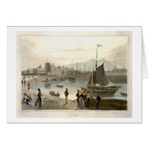 A ferry arriving at Leith, from 'A Voyage Around G Card