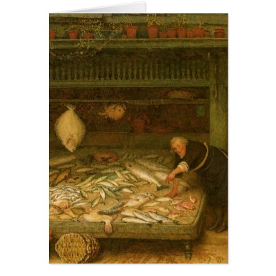 A Fishmonger's Shop by Frederick Walker Greeting Card by MasterpieceCafe