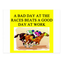 a funny horse player racing joke postcards