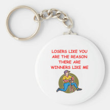 a funny winners and losers joke keychain