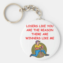 a funny winners and losers joke keychains