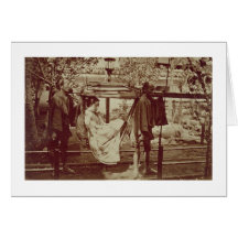 A Geisha being carried in a litter (sepia photo) Greeting Cards