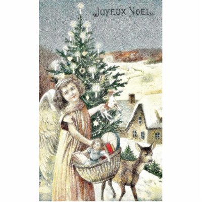 A girl standing with basket of gifts near christma photo cut outs by RememberChristmas