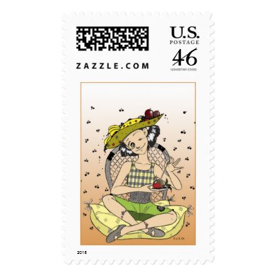 A girl with a fruit stamps by jsoh