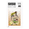 A girl with a fruit postage