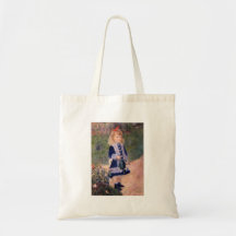 A Girl With A Watering Can by Pierre Renoir Tote Bags