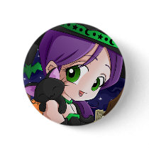 A Girls Best Friend is Her Black Cat Button