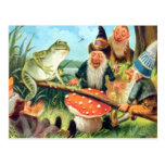 A Gnome and Frog on a Mushroom Seesaw Postcard