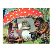 A Gnome Living in a Mushroom Cottage Post Cards