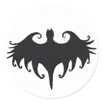 a gothic bat round sticker by loudesigns