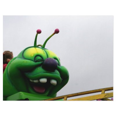 A green caterpillar goofy fair ride image flyer design by SusansZooCrew