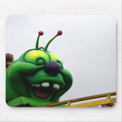 A green caterpillar goofy fair ride image mouse pads by SusansZooCrew