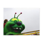 A green caterpillar goofy fair ride image postcard